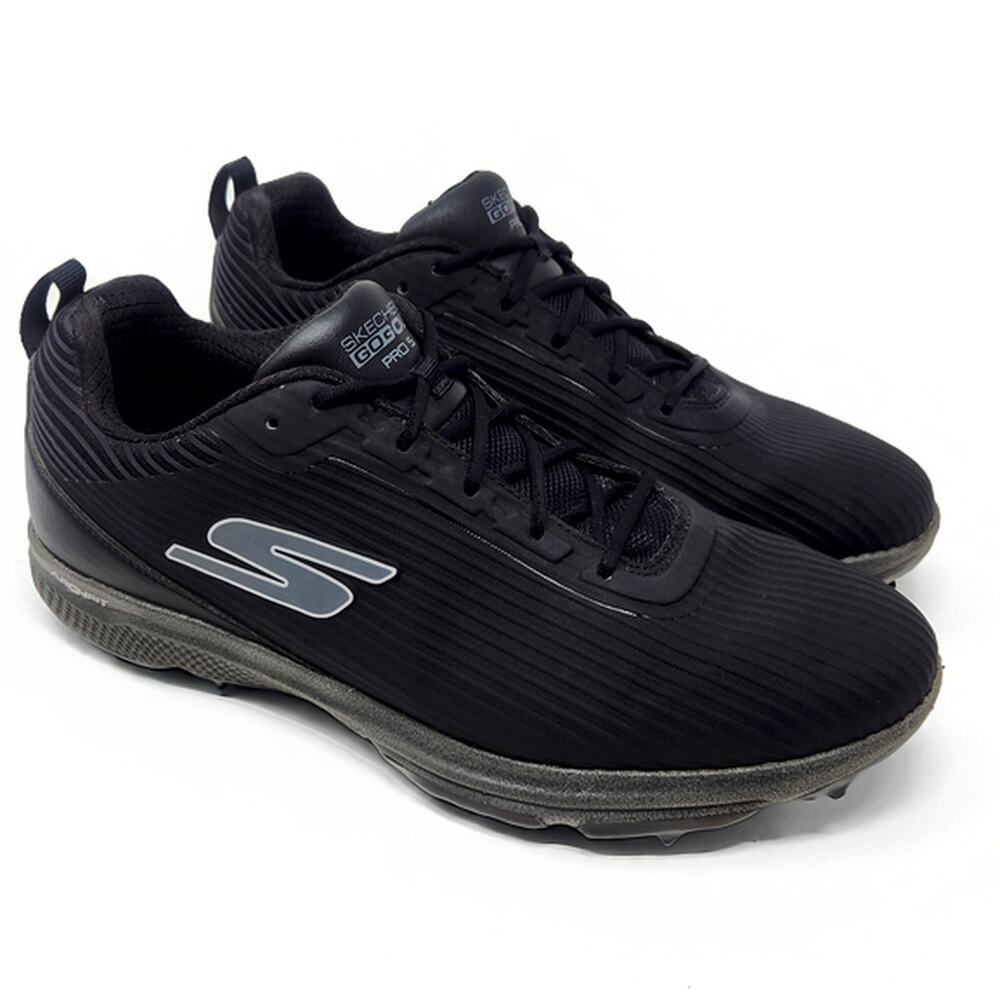 Skechers GO GOLF Pro 5 Mens 10 Black Lace Up Arch Fit Spiked Golf Shoes 214044